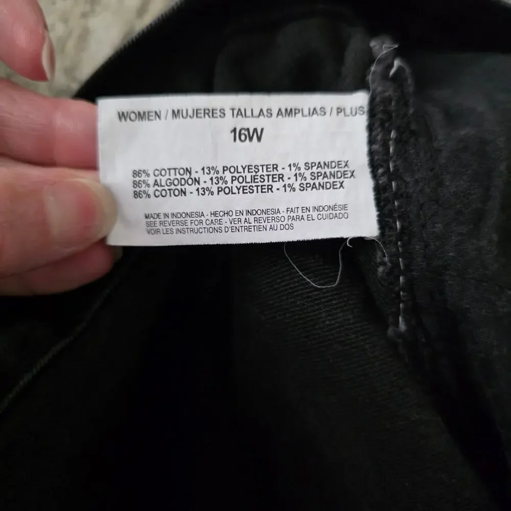 Gloria Vanderbilt Black Jeans Embroidered Back Pockets Women's Size 16W